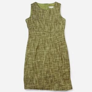 Dress Barn Tweed Sheath Dress Women 12 Green Career Classic Officecore Polished